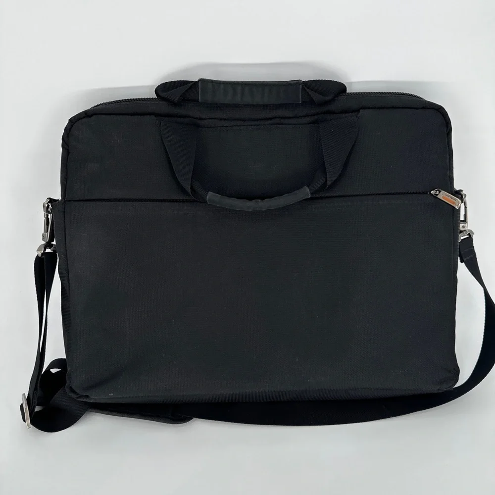 Briggs & Riley Black Leather Briefcase Laptop Messenger Bag